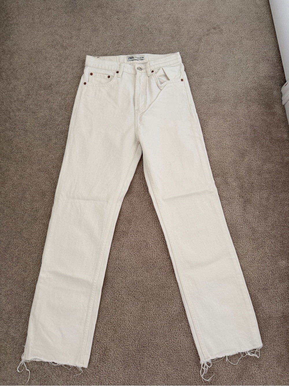 ZARA White Straight Leg Jeans